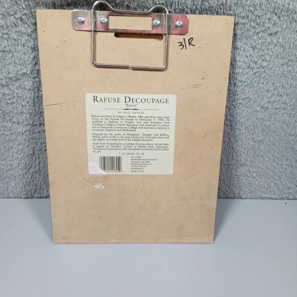 Will Rafuse Emile Decoupage Wall Art Plaque Waiter Bistro Decor 10x7.5 2003